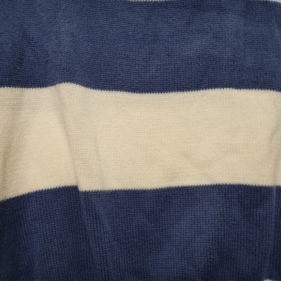 Lucky Brand Blue White Color Block Stripe Knit Sweater Medium - Picture 4 of 6